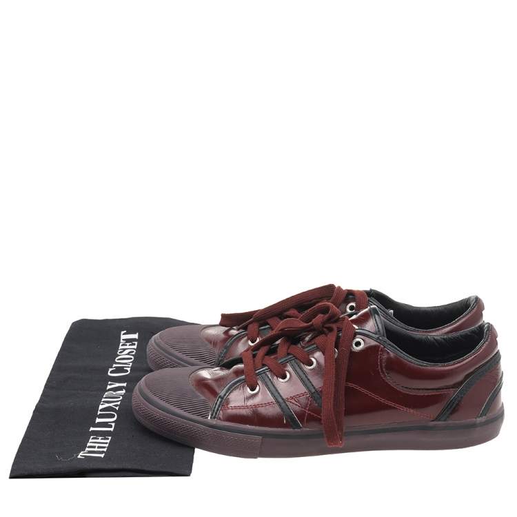 Pre Owned Dolce & Gabbana Red Leather Low Top Sneakers Size 41