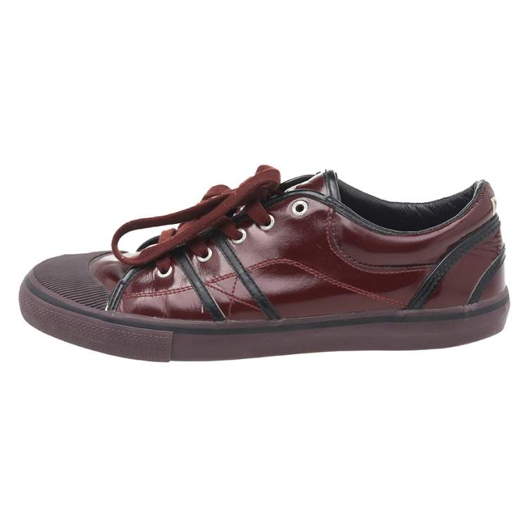 Pre Owned Dolce & Gabbana Red Leather Low Top Sneakers Size 41