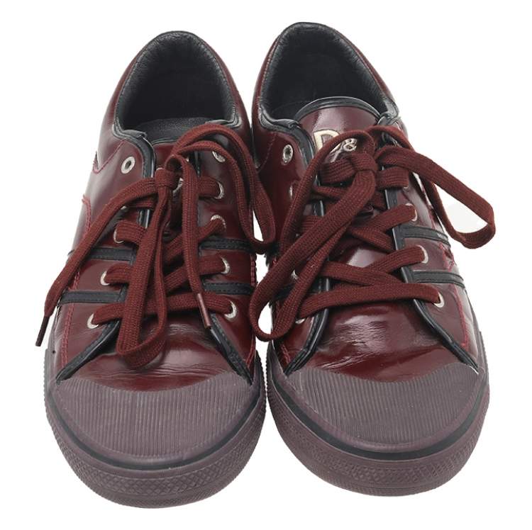 Pre Owned Dolce & Gabbana Red Leather Low Top Sneakers Size 41
