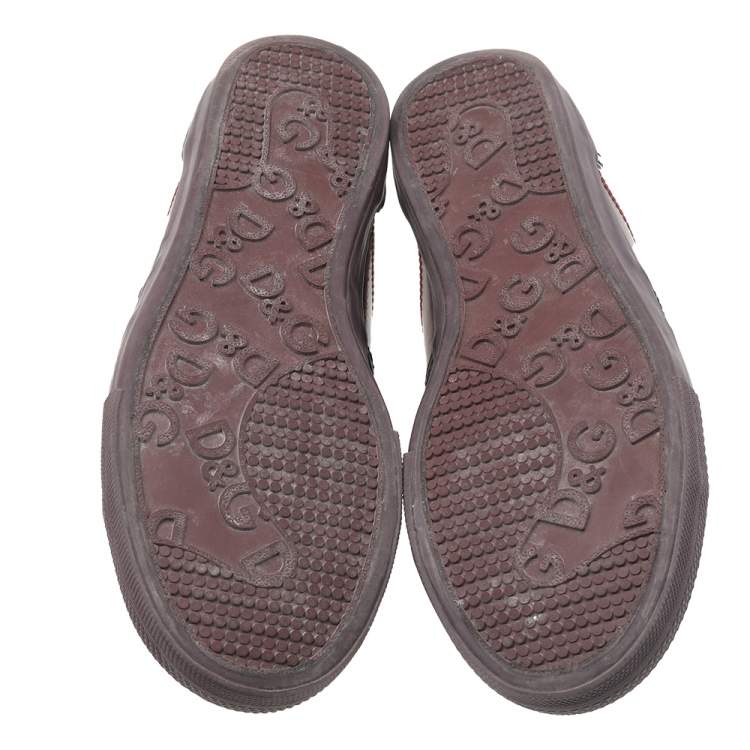 Pre Owned Dolce & Gabbana Red Leather Low Top Sneakers Size 41