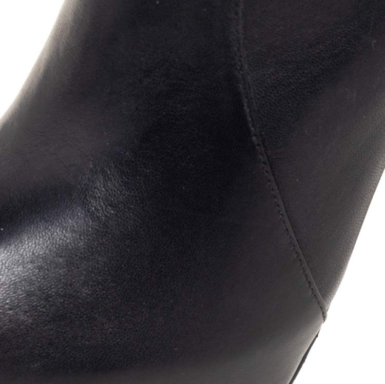 Pre Owned Dolce & Gabbana Black Leather Mid Calf  Platform Boots Size 39