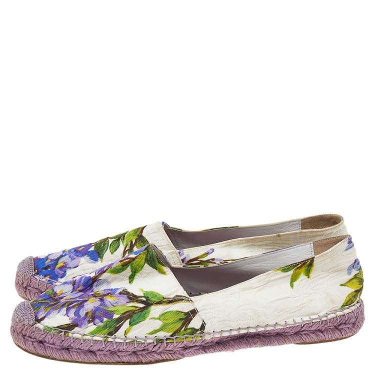 Pre Owned Dolce & Gabbana White Printed Canvas Espadrille Size 40