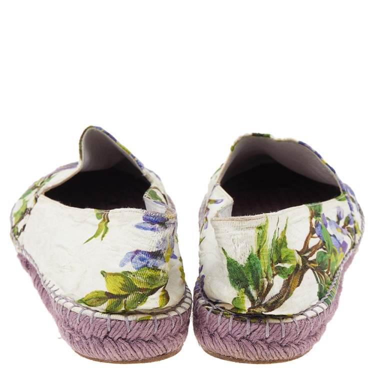 Pre Owned Dolce & Gabbana White Printed Canvas Espadrille Size 40