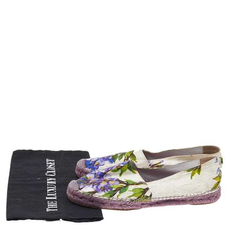 Pre Owned Dolce & Gabbana White Printed Canvas Espadrille Size 40