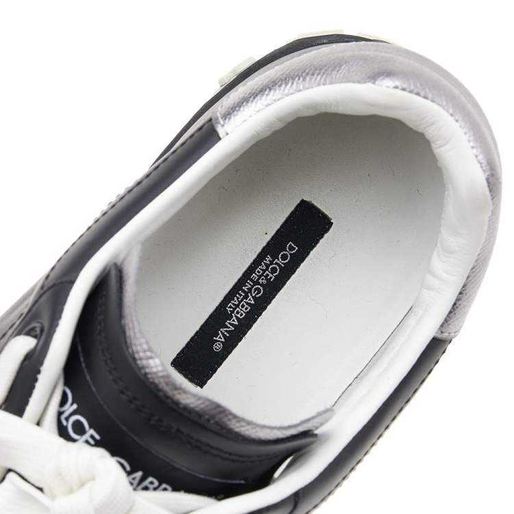 Pre Owned Dolce & Gabbana Black/Silver Leather Low Top Sneakers Size 38.5