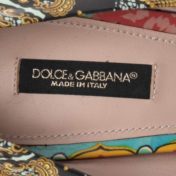 Pre Owned Dolce & Gabbana Multicolor Floral Print Patent Leather Peep Toe Pumps Size 39.5