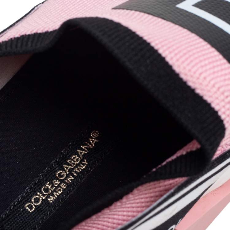 Pre Owned Dolce & Gabbana Pink Stretch Fabric Sorrento Slip-On Sneakers Size 38.5