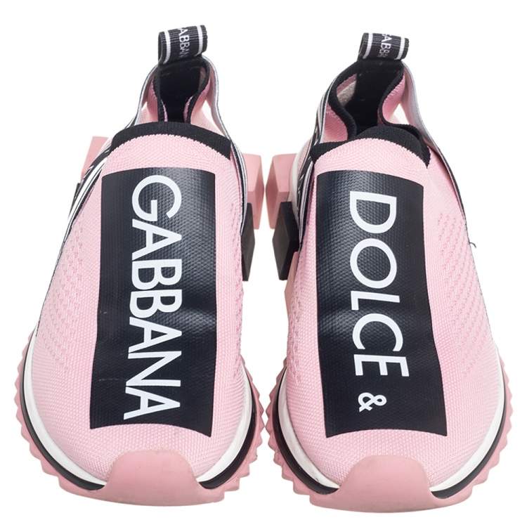 Pre Owned Dolce & Gabbana Pink Stretch Fabric Sorrento Slip-On Sneakers Size 38.5