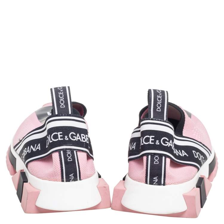 Pre Owned Dolce & Gabbana Pink Stretch Fabric Sorrento Slip-On Sneakers Size 38.5