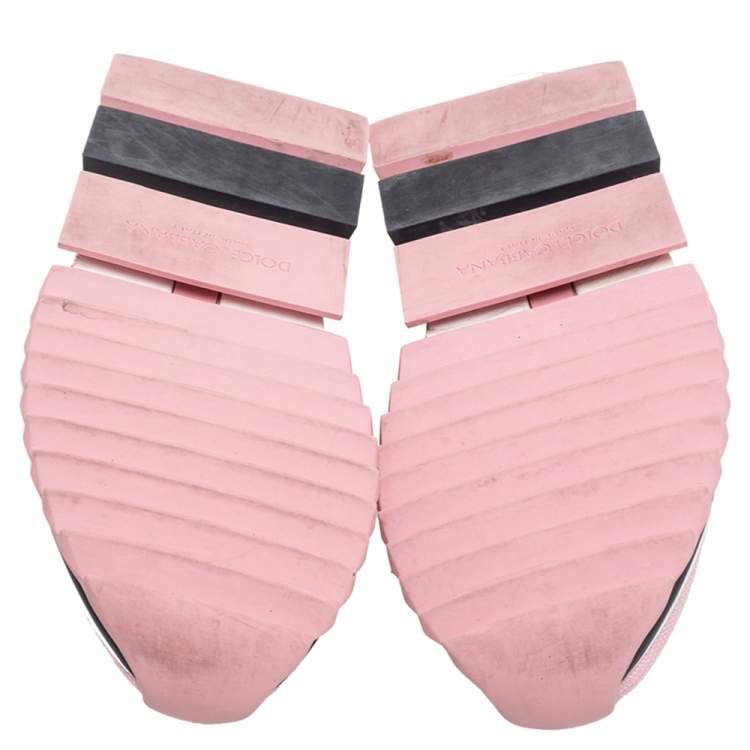 Pre Owned Dolce & Gabbana Pink Stretch Fabric Sorrento Slip-On Sneakers Size 38.5