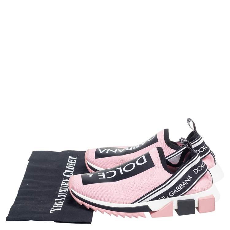 Pre Owned Dolce & Gabbana Pink Stretch Fabric Sorrento Slip-On Sneakers Size 38.5