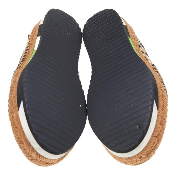 Pre Owned Dolce & Gabbana Multicolor Floral Print Brocade Fabric Espadrille Flats Size 38