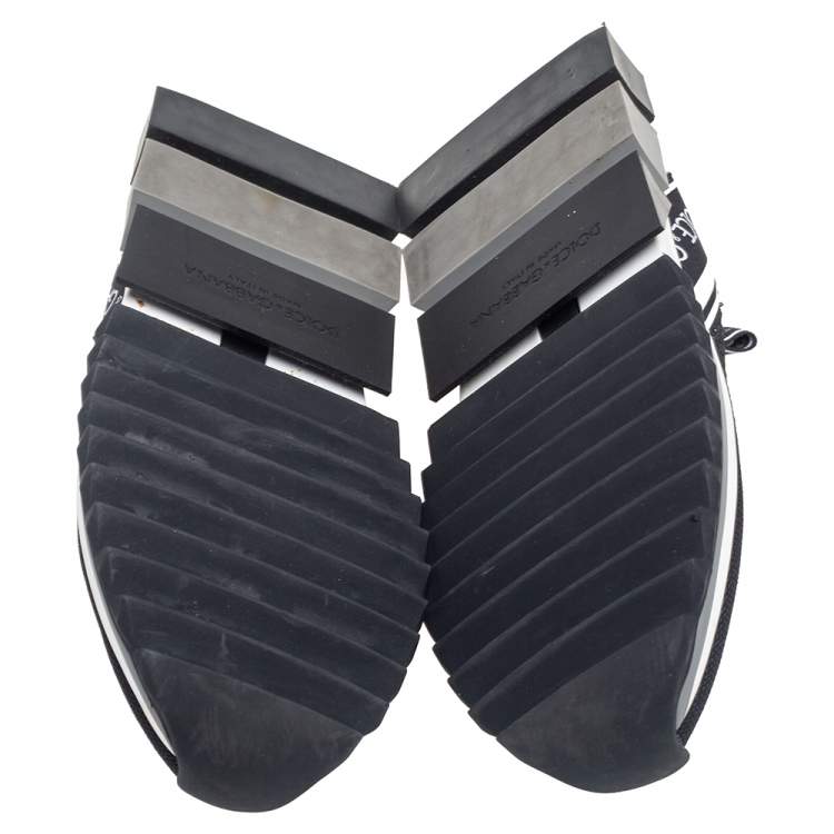 مملوكة مسبقًا Dolce & Gabbana Black/White Fabric Sorrento Sneakers Size 39.5