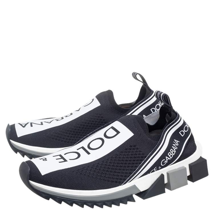 مملوكة مسبقًا Dolce & Gabbana Black/White Fabric Sorrento Sneakers Size 39.5