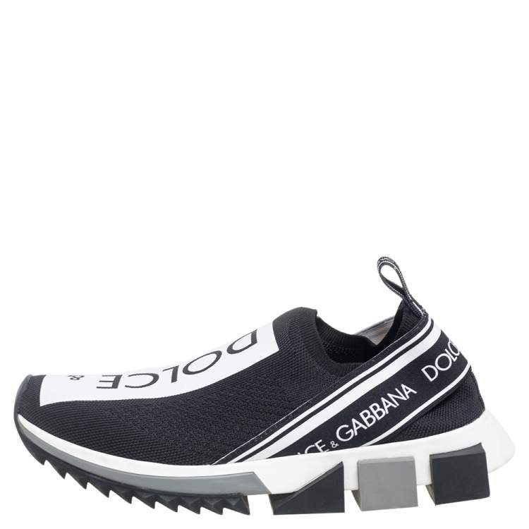 مملوكة مسبقًا Dolce & Gabbana Black/White Fabric Sorrento Sneakers Size 39.5