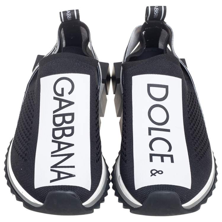 مملوكة مسبقًا Dolce & Gabbana Black/White Fabric Sorrento Sneakers Size 39.5