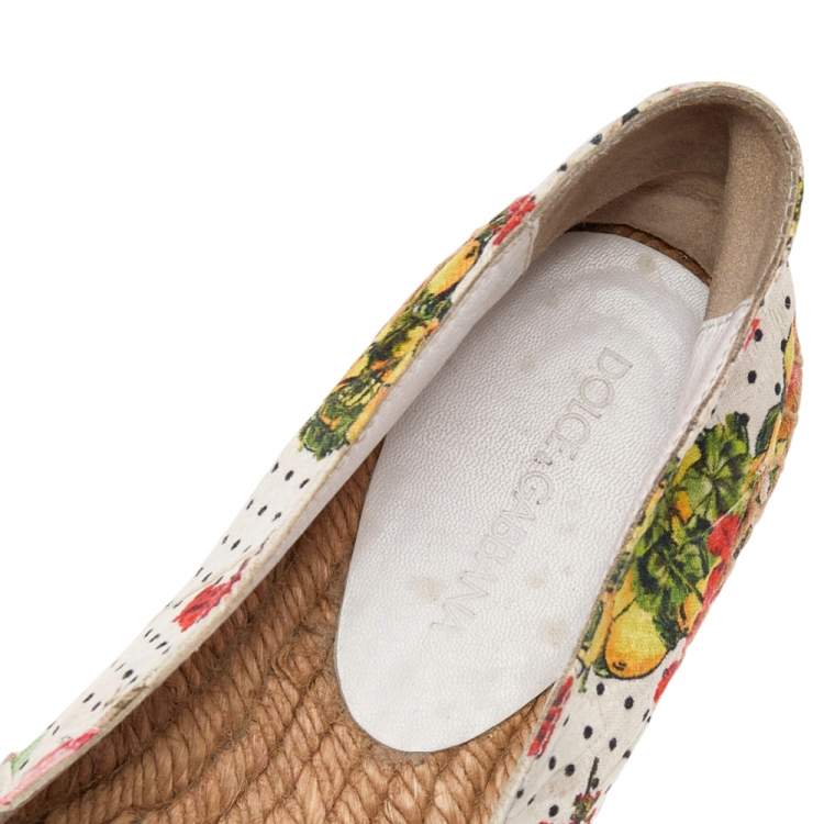 Pre Owned Dolce & Gabbana Multicolor Floral Print Canvas Espadrille Flats Size 36