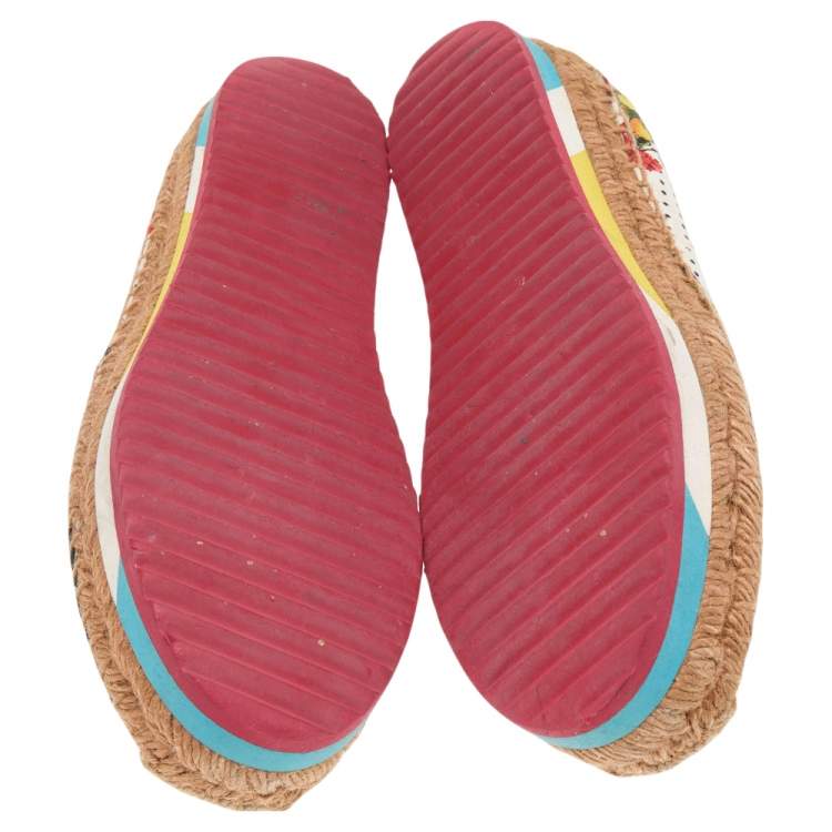 Pre Owned Dolce & Gabbana Multicolor Floral Print Canvas Espadrille Flats Size 36