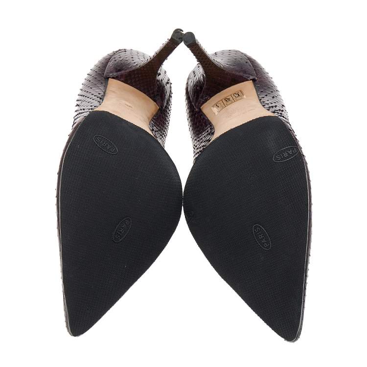 Pre Owned Dolce & Gabbana Dark Purple/Black Snakeskin Pointed Toe Pumps Size 40