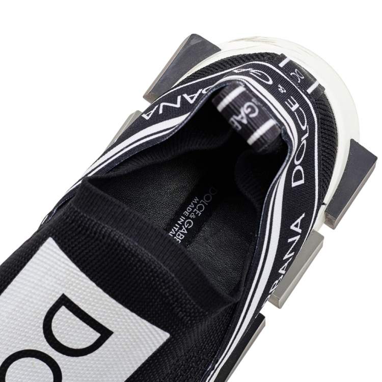 مملوكة مسبقًا Dolce & Gabbana Black/White Knit Fabric Sorrento Slip On Sneakers Size 38