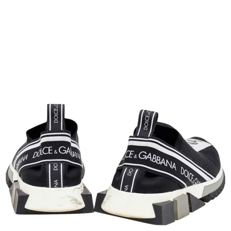 مملوكة مسبقًا Dolce & Gabbana Black/White Knit Fabric Sorrento Slip On Sneakers Size 38