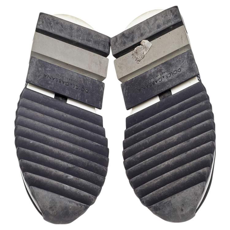 مملوكة مسبقًا Dolce & Gabbana Black/White Knit Fabric Sorrento Slip On Sneakers Size 38