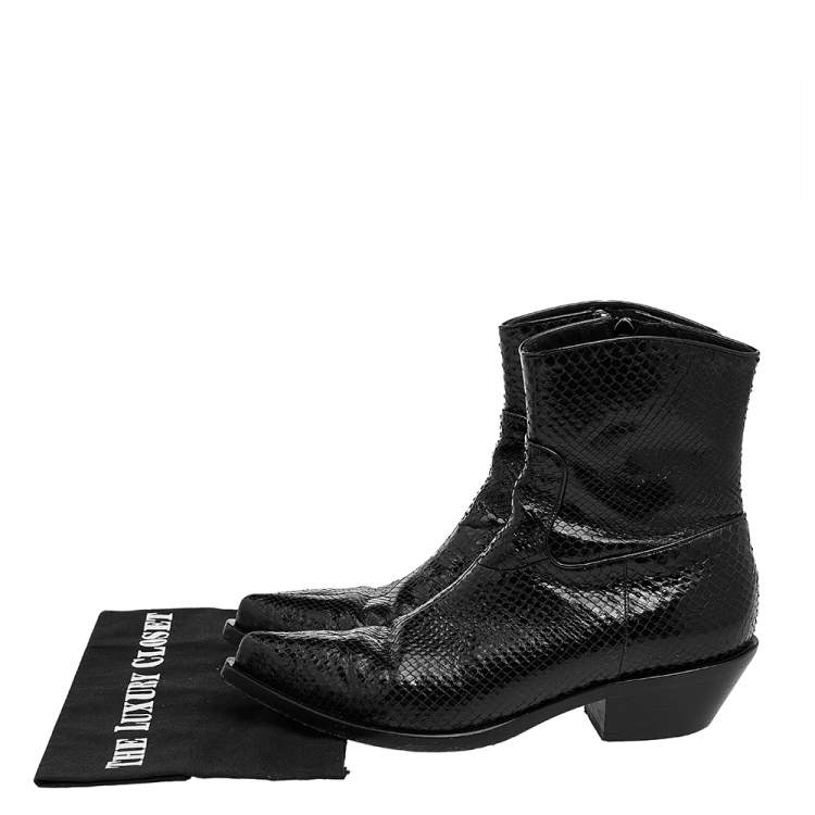 Pre Owned Dolce & Gabbana Black Python Ankle Boots Size 40