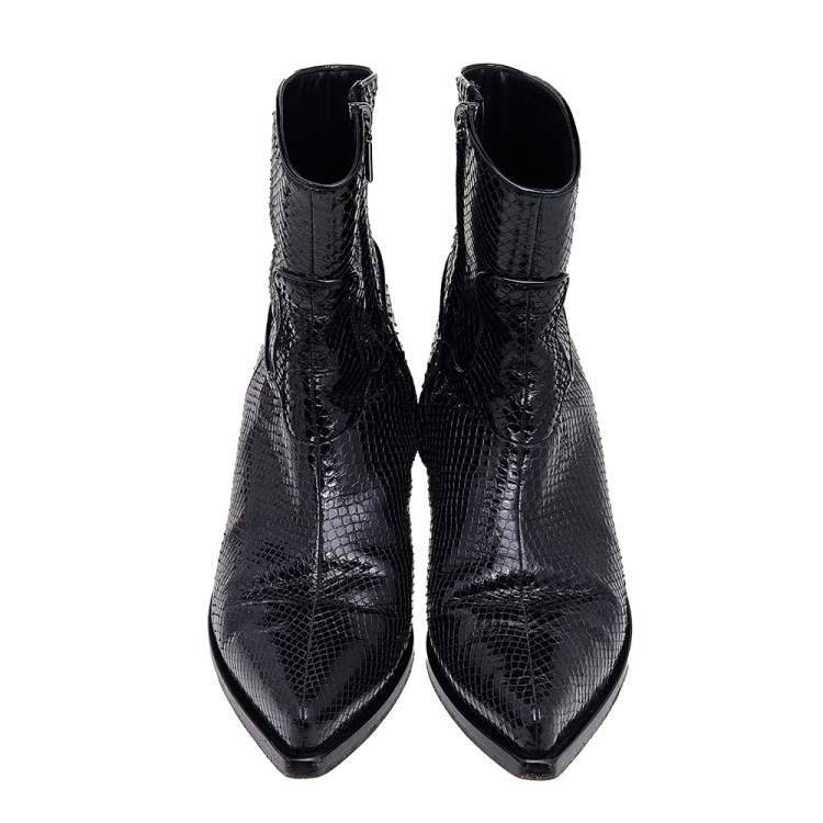 Pre Owned Dolce & Gabbana Black Python Ankle Boots Size 40