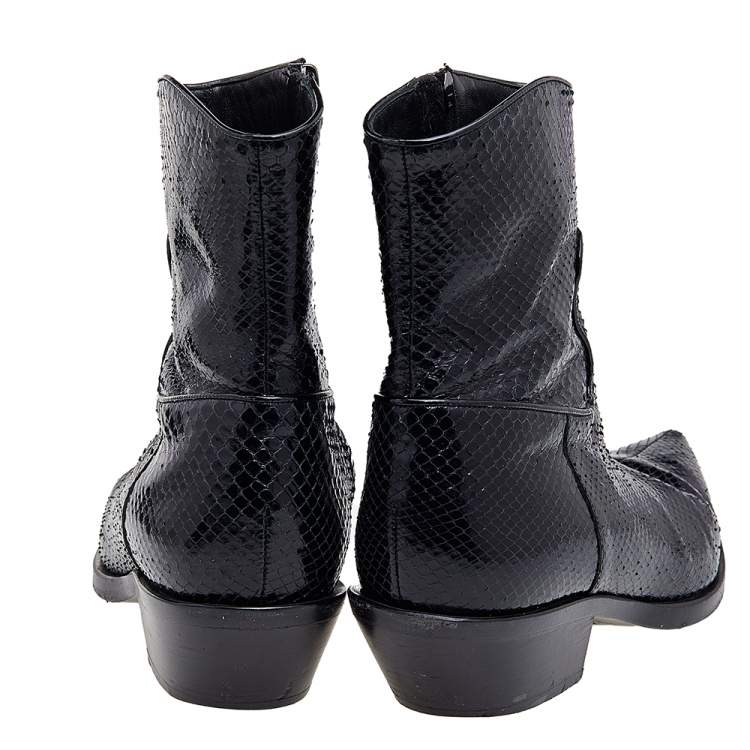Pre Owned Dolce & Gabbana Black Python Ankle Boots Size 40