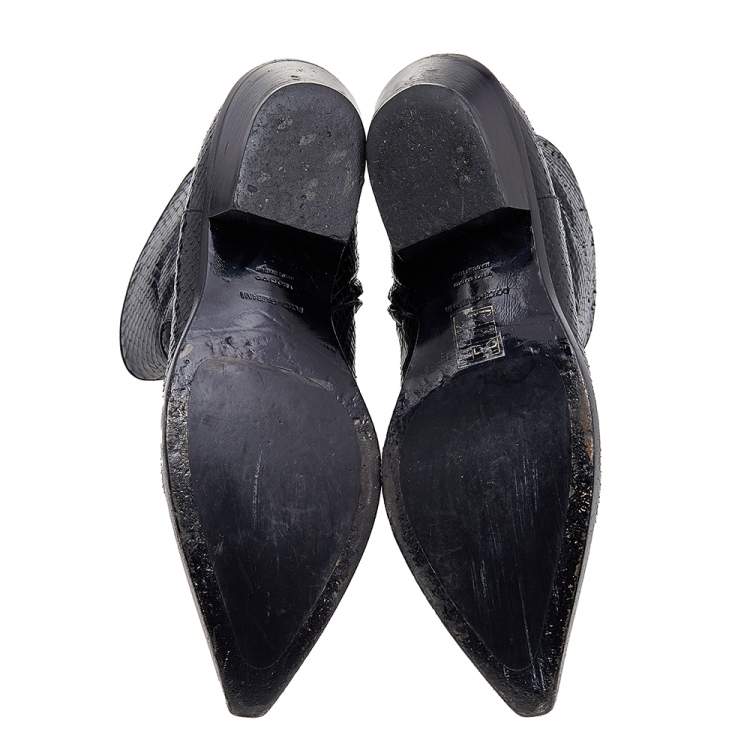 Pre Owned Dolce & Gabbana Black Python Ankle Boots Size 40