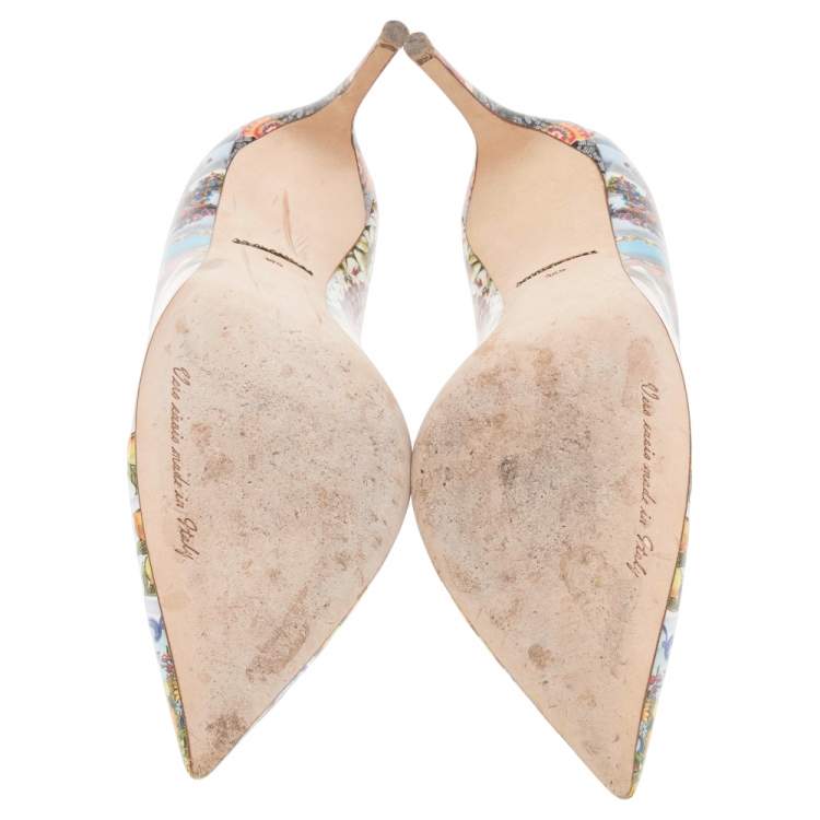 Pre Owned Dolce & Gabbana Multicolor Printed Patent Leather Pointed Toe Pumps Size 38.5