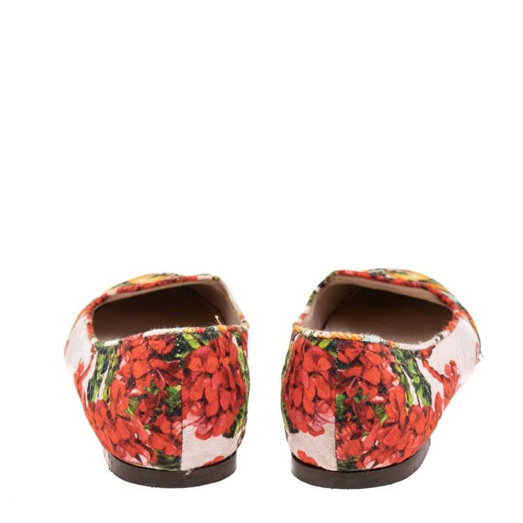 مملوكة مسبقًا Dolce & Gabbana Multicolor Floral Print Brocade Flat Smoking Slippers Size 36
