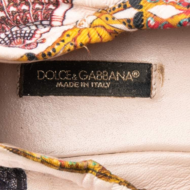 Pre Owned Dolce & Gabbana Multicolor Brocade Fabric Scrunch Ballet Flats Size 39