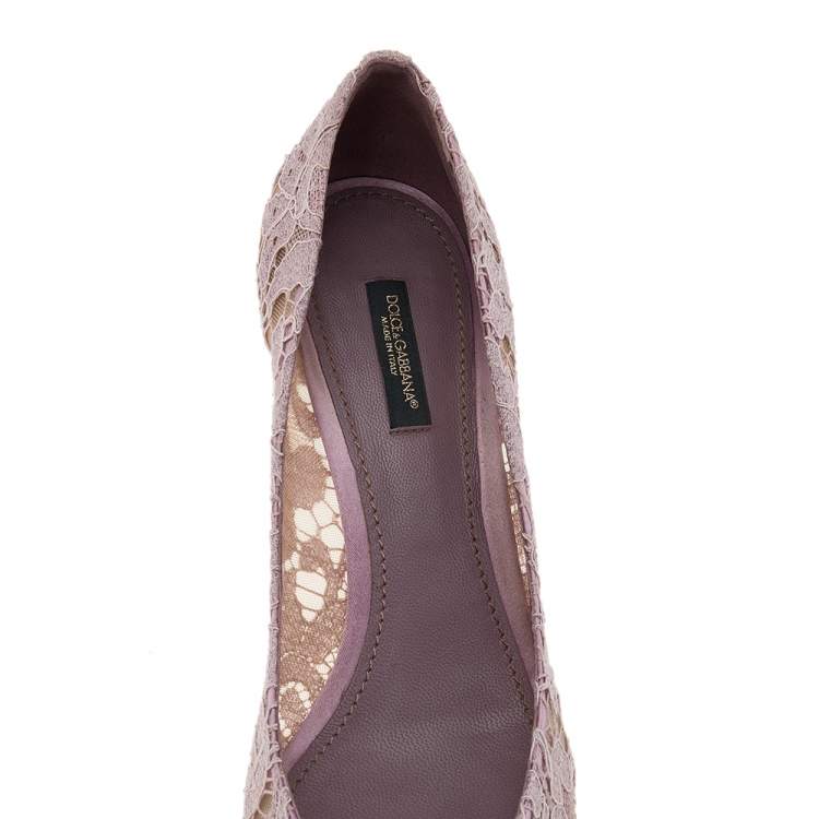 Pre Owned Dolce & Gabbana Pink Lace Bellucci Crystal Embellished Pointed Toe Pumps Size 39.5