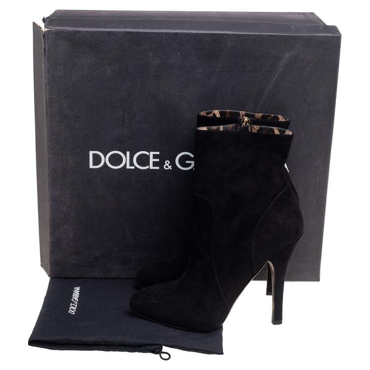 Pre Owned Dolce & Gabbana Black Suede Ankle Length Boots Size 37