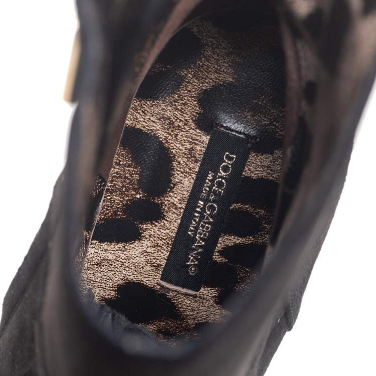 Pre Owned Dolce & Gabbana Black Suede Ankle Length Boots Size 37