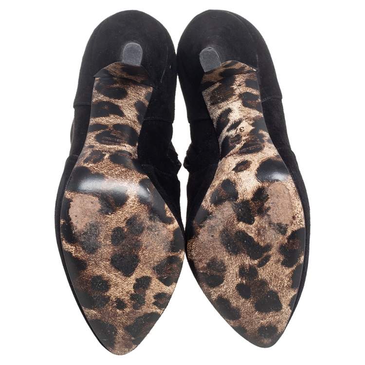 Pre Owned Dolce & Gabbana Black Suede Ankle Length Boots Size 37