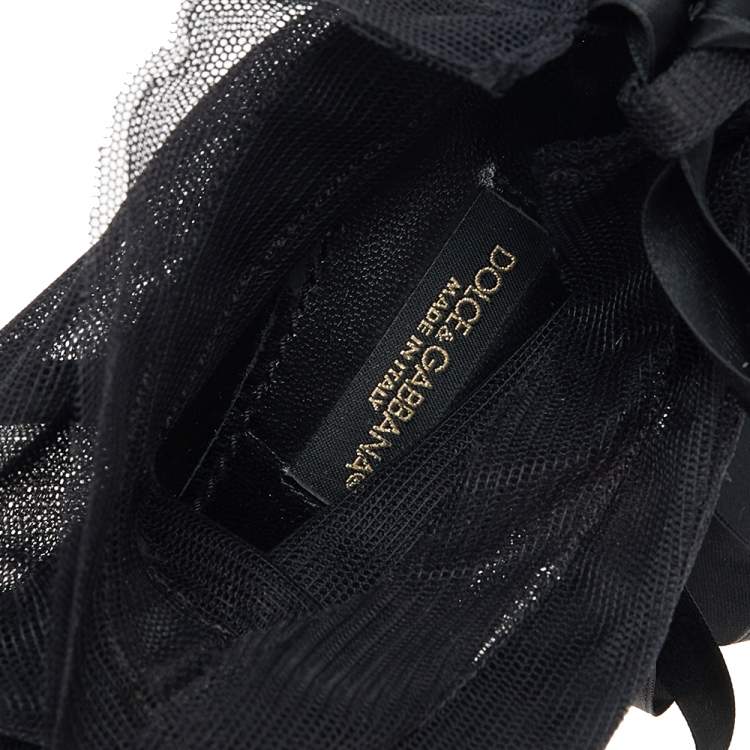 Pre Owned Dolce & Gabbana Black Fabric Peep Toe Booties Size 35.5