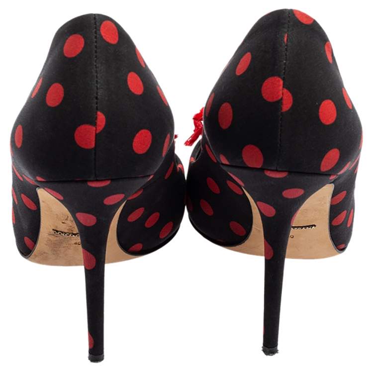 Pre Owned Dolce & Gabbana Black/Red Fabric Pointed Toe Pumps Size 40