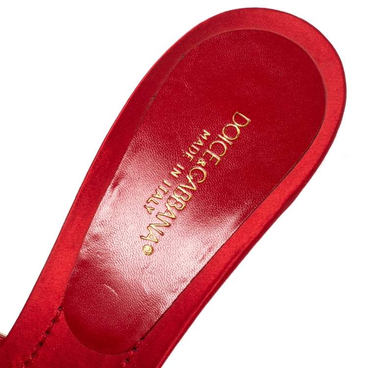 Pre Owned Dolce & Gabbana Off White Snakeskin Embossed Leather Slide Sandals Size 41.5