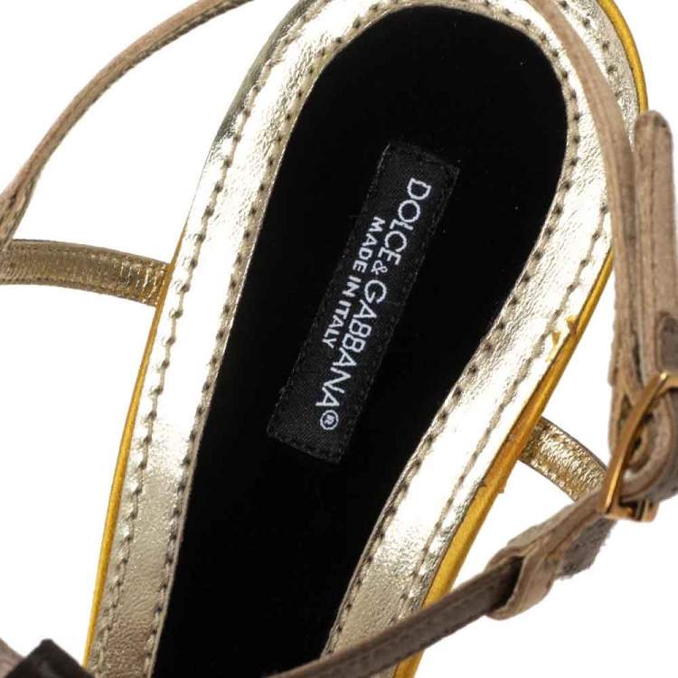 Pre Owned Dolce & Gabbana Multicolor Satin Strappy Ankle Wrap Sandals Size 41
