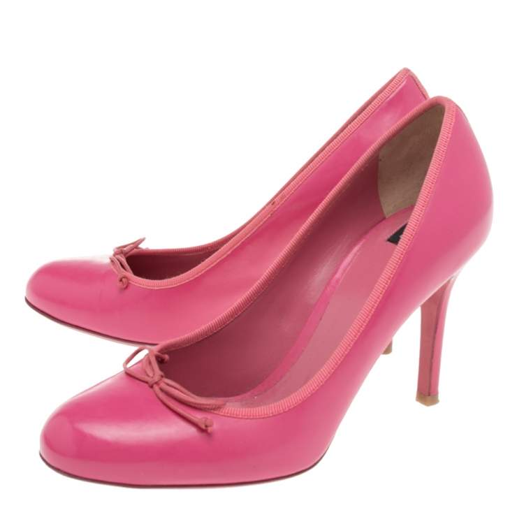 Pre Owned Dolce & Gabbana Pink Leather Almond Toe Pumps Size 37