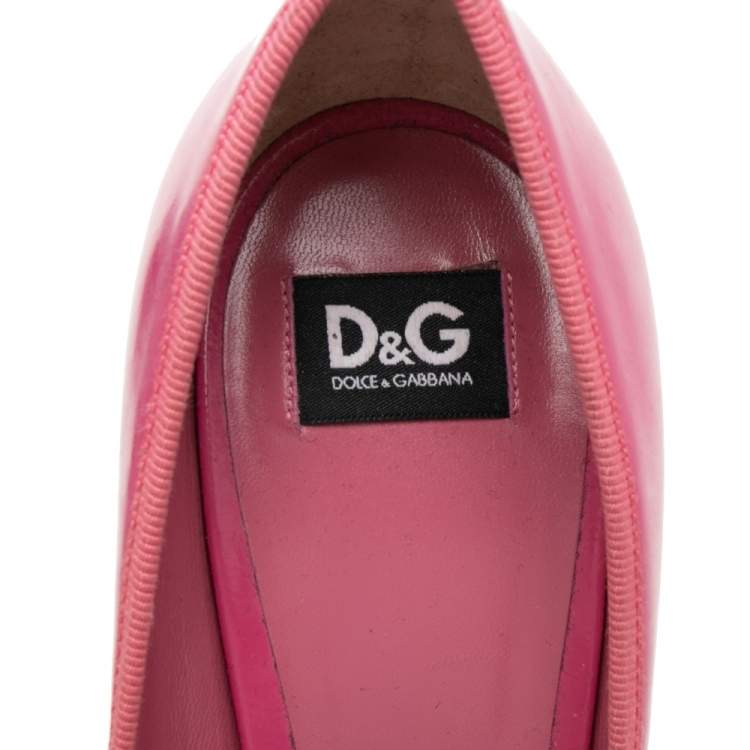 Pre Owned Dolce & Gabbana Pink Leather Almond Toe Pumps Size 37