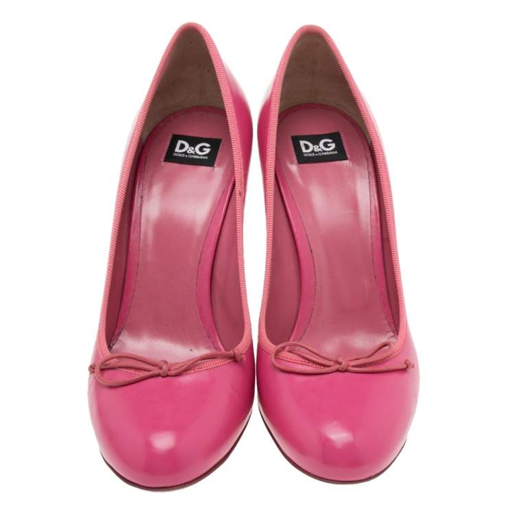 Pre Owned Dolce & Gabbana Pink Leather Almond Toe Pumps Size 37
