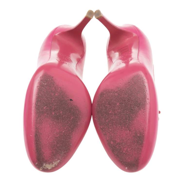 Pre Owned Dolce & Gabbana Pink Leather Almond Toe Pumps Size 37