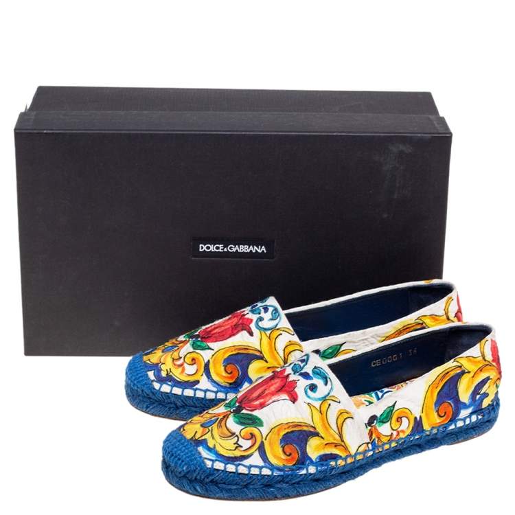 مملوكة مسبقًا Dolce & Gabbana Multicolor Majolica Print Canvas Slip On Espadrilles Size 37