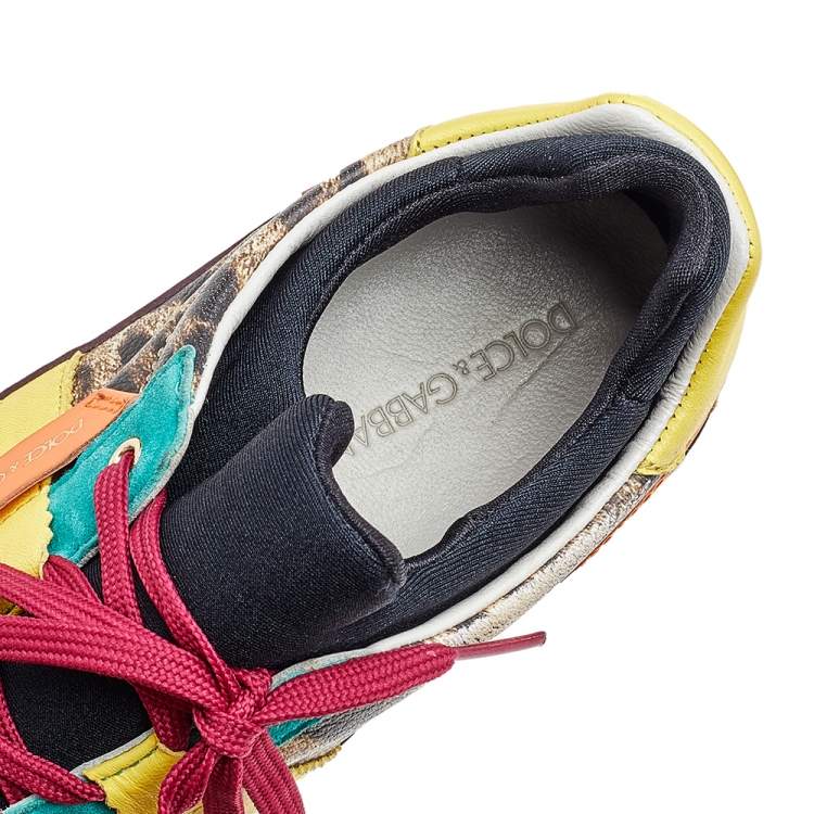 مملوكة مسبقًا Dolce & Gabbana Multicolor Leather and Suede Low Top Sneakers Size 38
