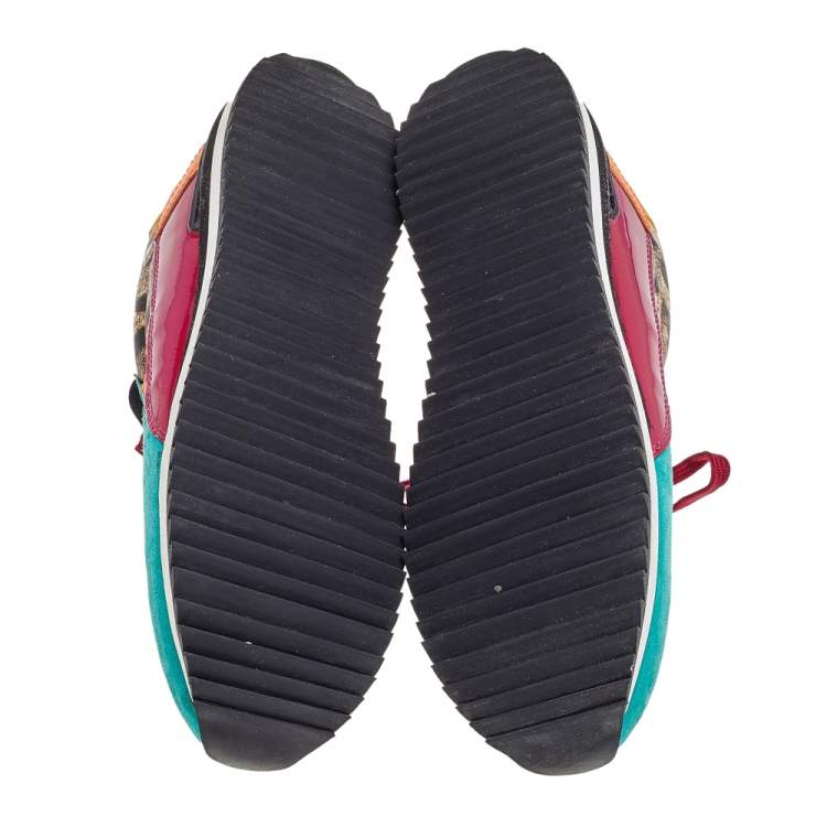 مملوكة مسبقًا Dolce & Gabbana Multicolor Leather and Suede Low Top Sneakers Size 38