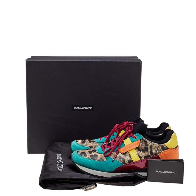 مملوكة مسبقًا Dolce & Gabbana Multicolor Leather and Suede Low Top Sneakers Size 38