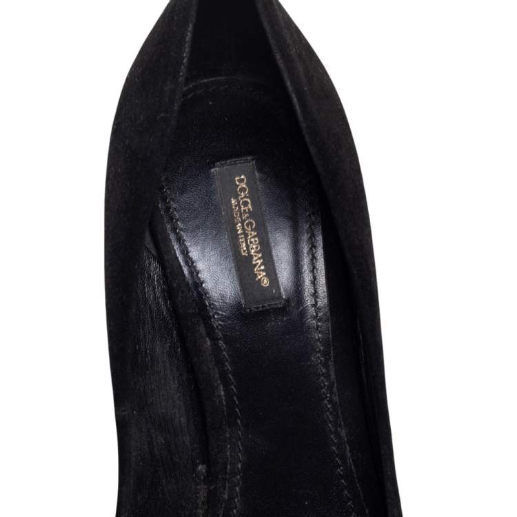 Pre Owned Dolce & Gabbana Black Suede Crystal Embellished Bellucci  Pumps Size 40